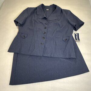 Spago Collection Women's Suit Jacket & Skirt Blue Size 24 Classic Vintage NWT